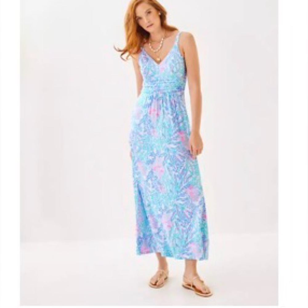 Lilly Pulitzer Blue and Pink Maxi Dress
